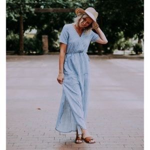 Ella Mara / Anthropologie | pinstripe maxi dress